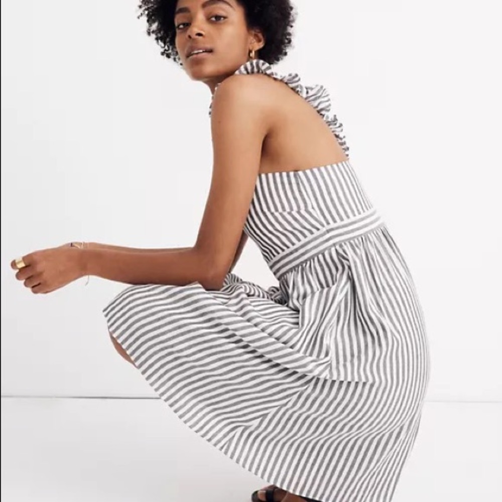 Madewell Striped Ruffle-Strap Empire Dress - Picture 4 of 9